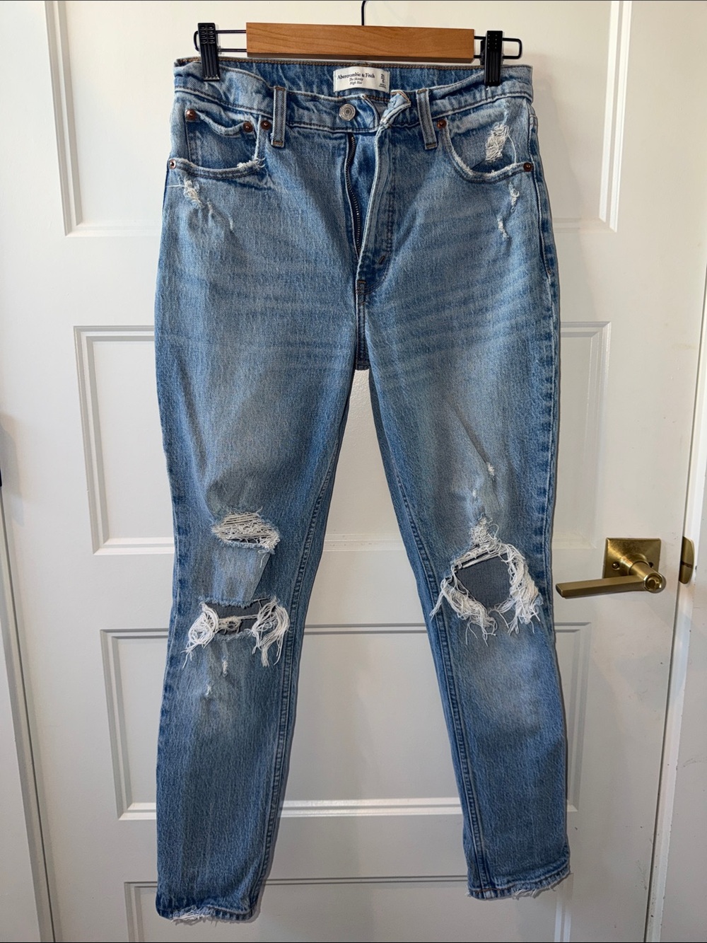Abercrombie & Fitch “The Skinny” High Rise Distressed Ripped Jeans